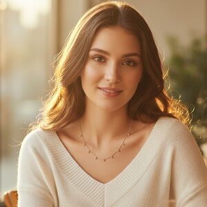 ✨ Elegant Station Necklace with Champagne Swarovski Crystals